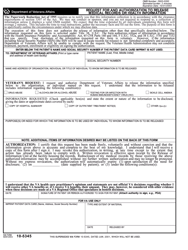  Va 10 5345 Form 2020