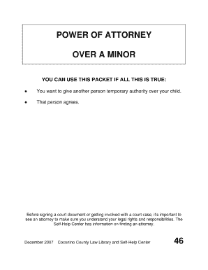 Coconino County Arizona Power of Attorney over a Minor Form