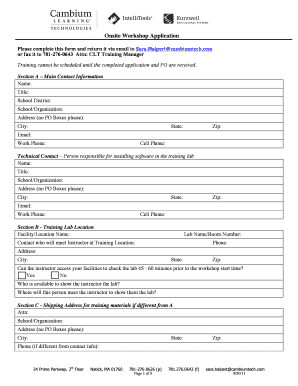 CLT Onsite Workshop Application  Form