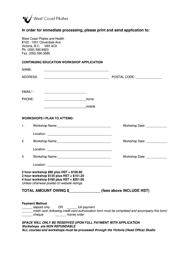 In Order for Immediate Processing, Please Print and Send Application to  Form
