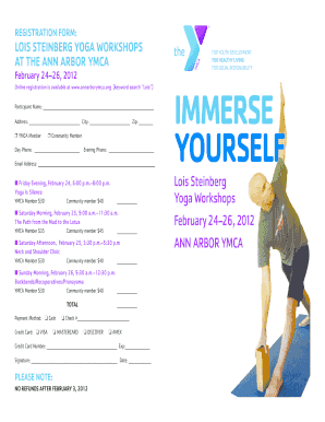 LOIS STEINBERG YOGA WORKSHOPS at the ANN ARBOR YMCA Annarborymca  Form