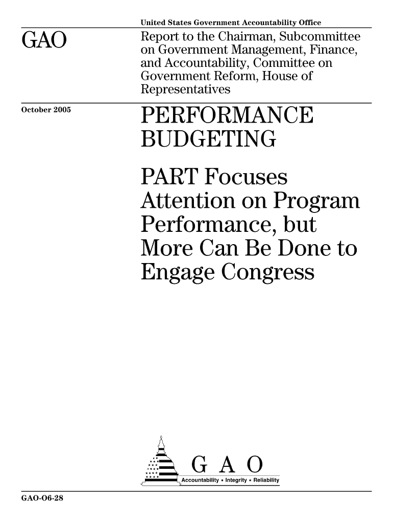 GAO 06 28 Performance Budgeting PART Focuses Attention on
