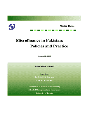 Microfinance in Pakistan Policies and Practice University of  Form