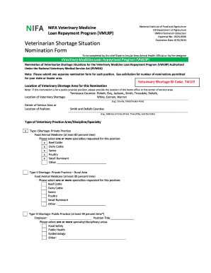 Veterinarian Shortage Situation Nomination Form Csrees Usda