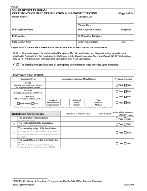 Solar Offset Program Certificate of Field California Energy Energy Ca  Form