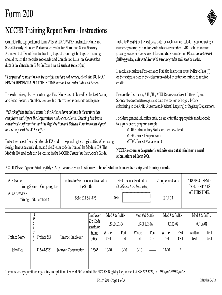  Nccer Form 200 2012