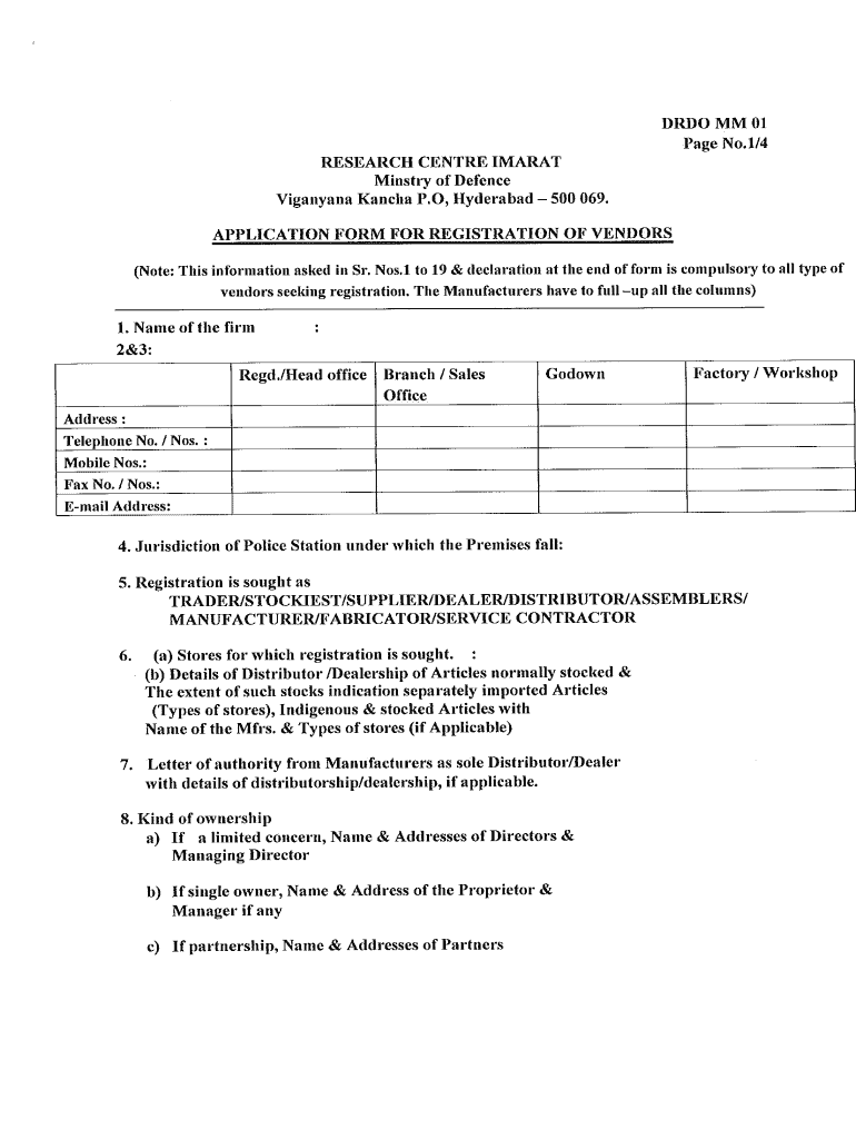 Drdo Registration  Form