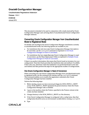 Oracle Configuration Manager Converting Oracle Configuration  Form