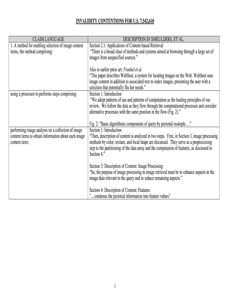 Exchange of Infringement and Invalidity Contentions Form