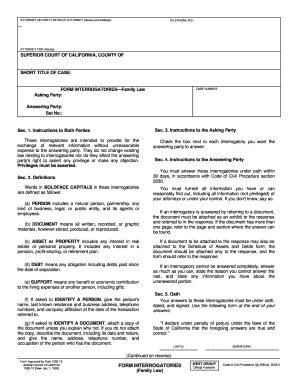 Form Family Law Contention Interrogatories