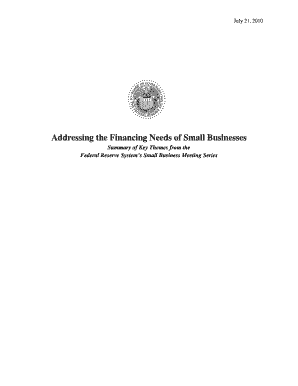 Addressing the Financing Needs of Small Businesses  Form