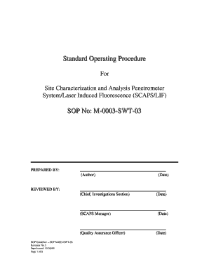 Standard Operating Procedure SOP No M 0003 SWT 03 CLU in Cluin  Form