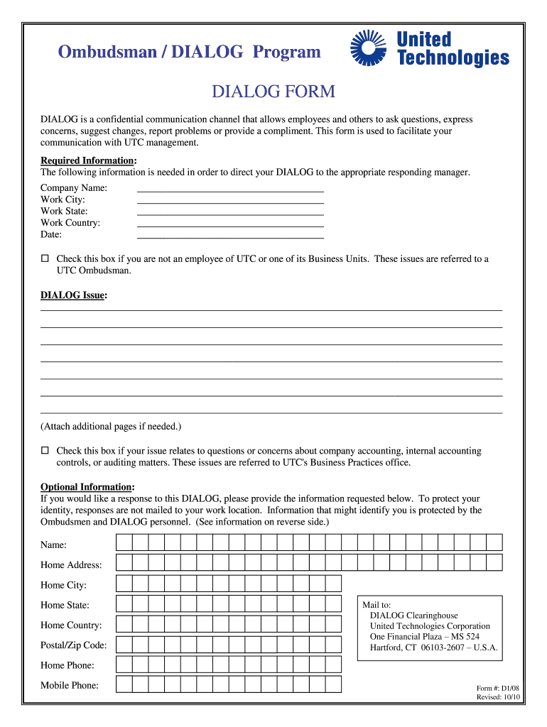 Ombudsman DIALOG Program DIALOG FORM