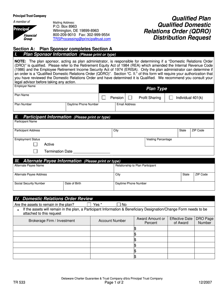  Printable Qdro Forms 2007-2024