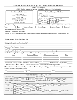 City of Troy Business License  Form