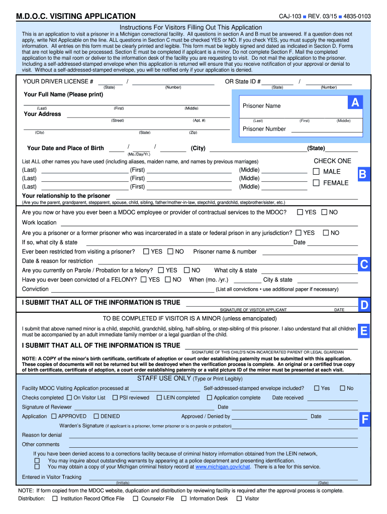 Get and Sign Mdoc Visiting Application 2011-2022 Form