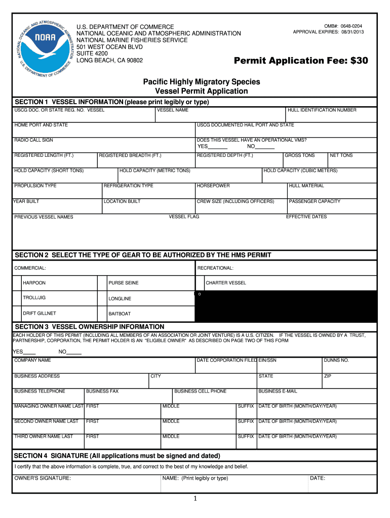 Nmfs Southwest Region Hms Form