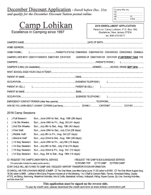  Camper Application Camp Lohikan 2018-2024