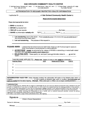 Record Release Form PDF Oak Orchard Community Health Center Oakorchardhealth