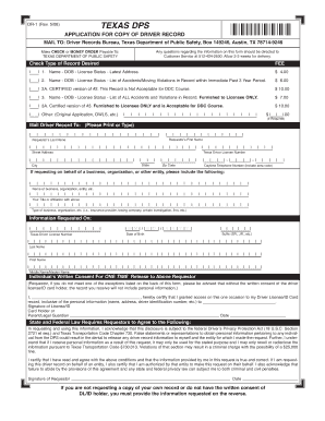Texas Driving Record  Form