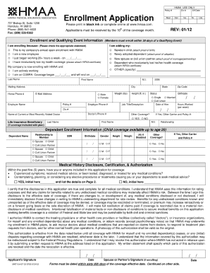 Hmaa Enrollment Application  Form