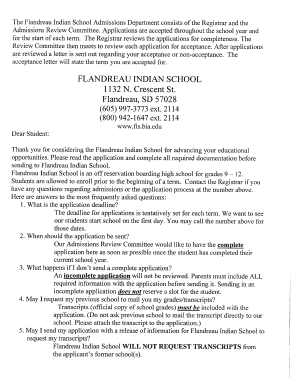 Flandreau Indian School  Form