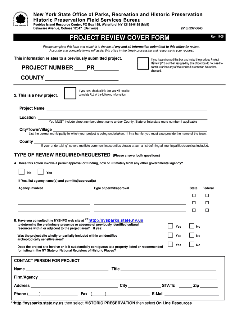 Environmental Review  Project Review Submission Cover Form