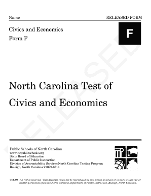 Nc Civics and Economics Released Items  Form