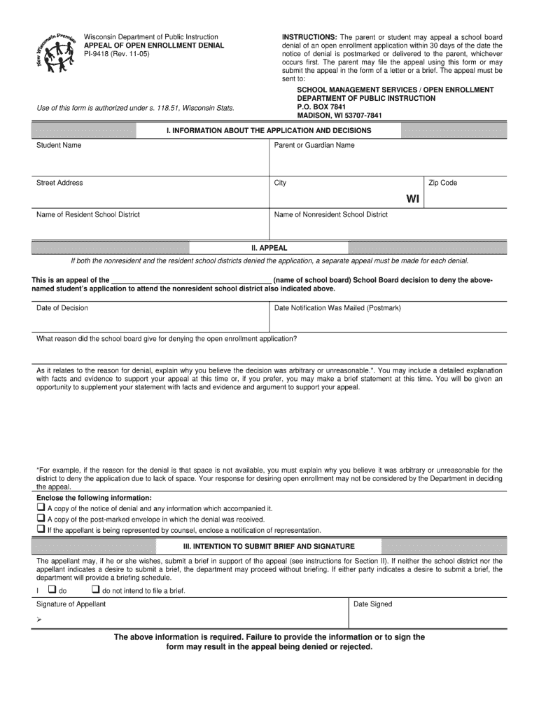  Dpi Form 9418 2005