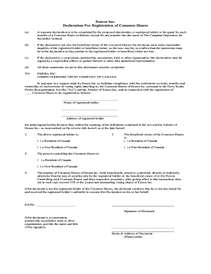 Emera Inc Declaration for Registration of Common Shares Dripinvesting  Form