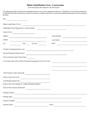 Temple University Bidder Qualification  Form
