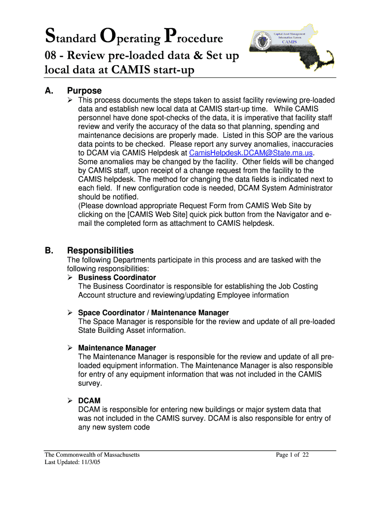 Standard Operating Procedure 08 Review Pre Loaded Data &amp; Set Mass  Form