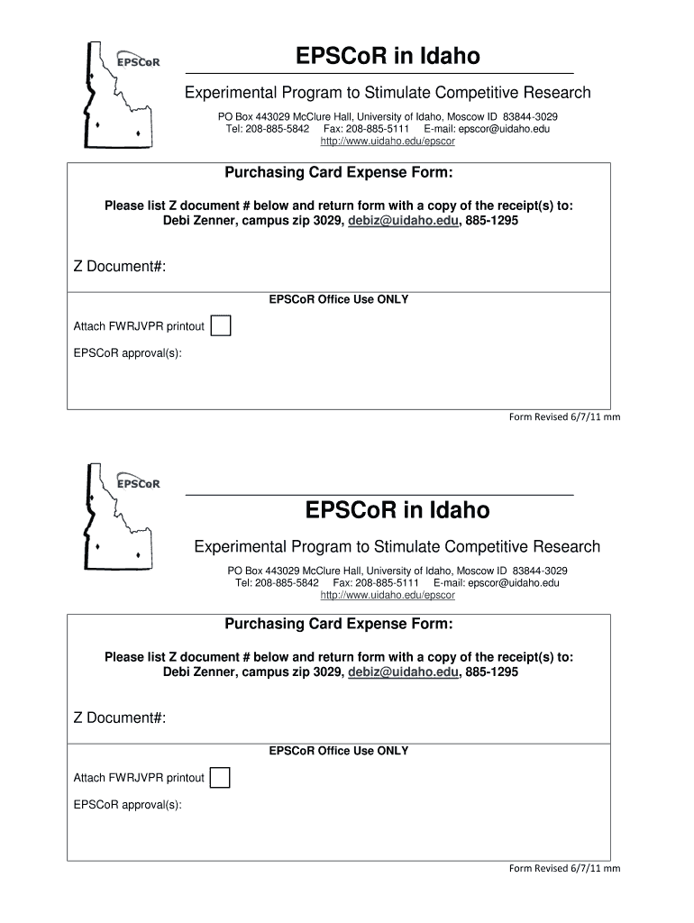 EPSCoR in Idaho EPSCoR in Idaho Idahoepscor  Form