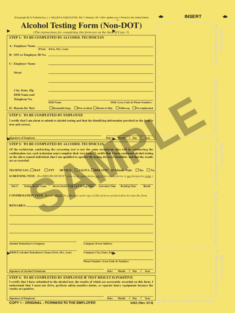 Non Dot Breath Alcohol Form PDF