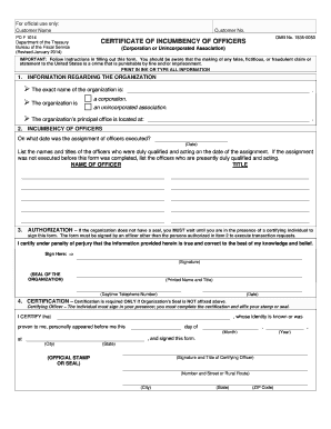 General Motors Certificate of Incumbency Form