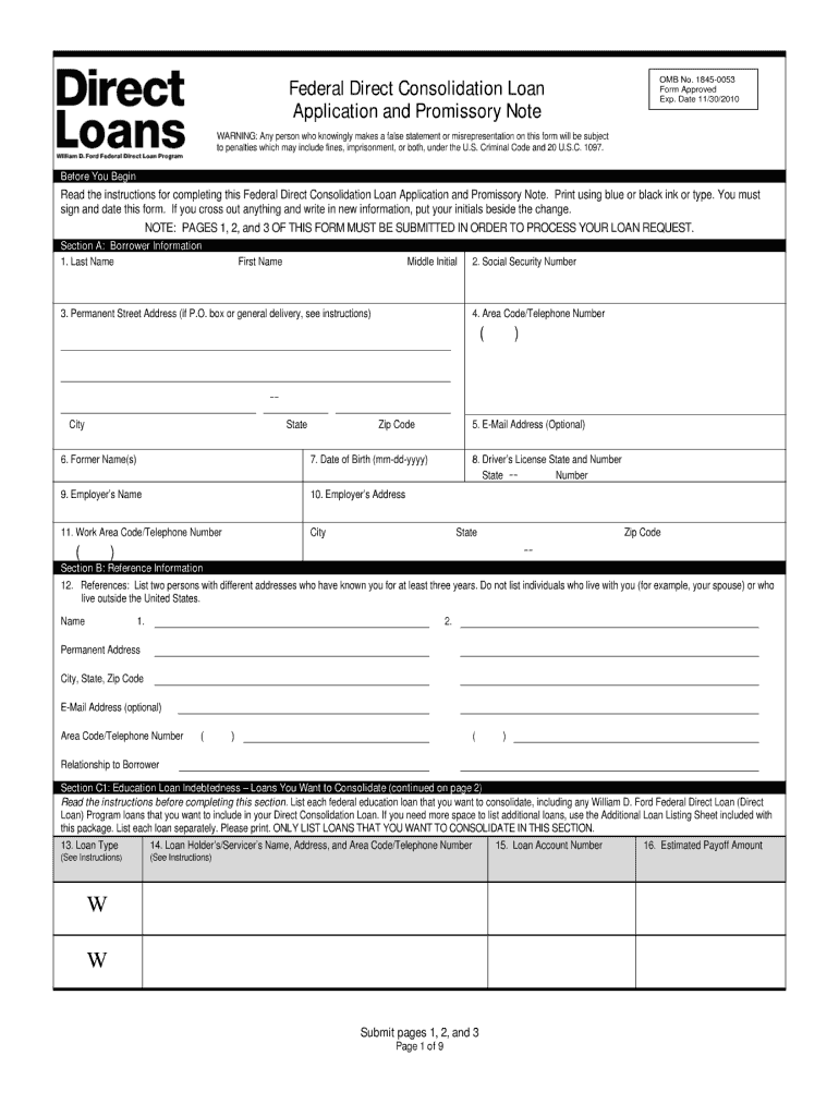 Get and Sign Federal Direct Consolidation Loan Application and Promissory Note Loanconsolidation Ed 2010-2022 Form