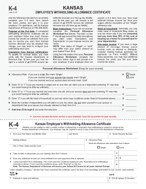 Kansas K 4 Rev 1013 Form
