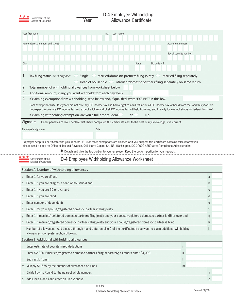  Printable W4 2018-2024