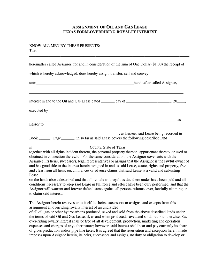 assignment of oil and gas interest