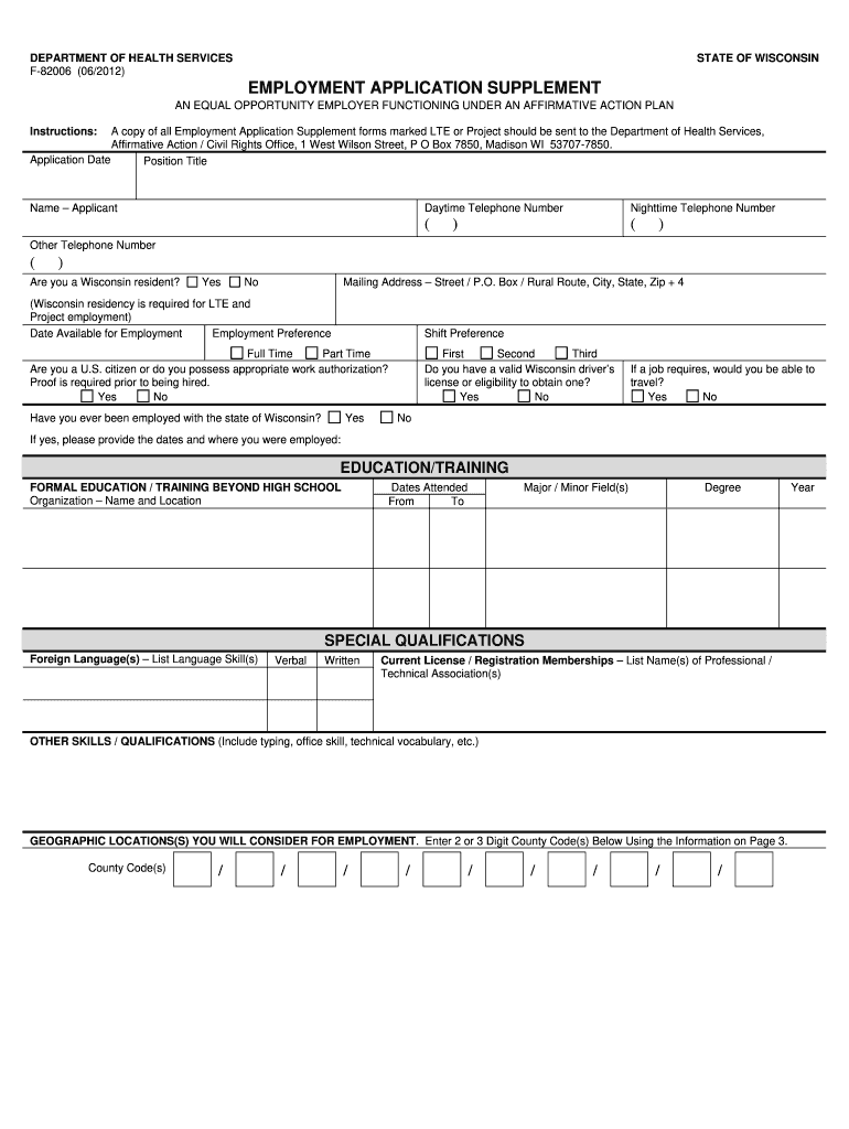  Wi Employment Application Form 2015