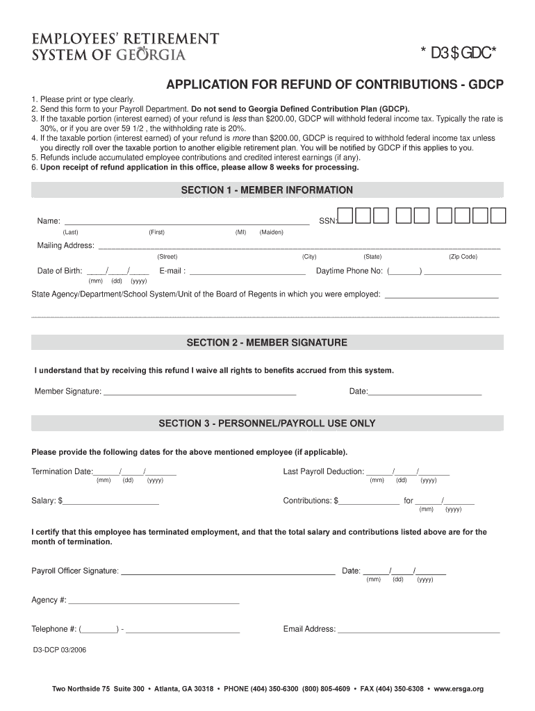 APPLICATION for REFUND of CONTRIBUTIONS  Pacga  Form