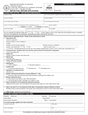 Missouri Gas Tax Refund Form 4925