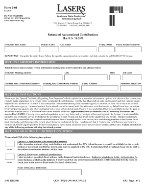 Lasers Retirement Refund  Form