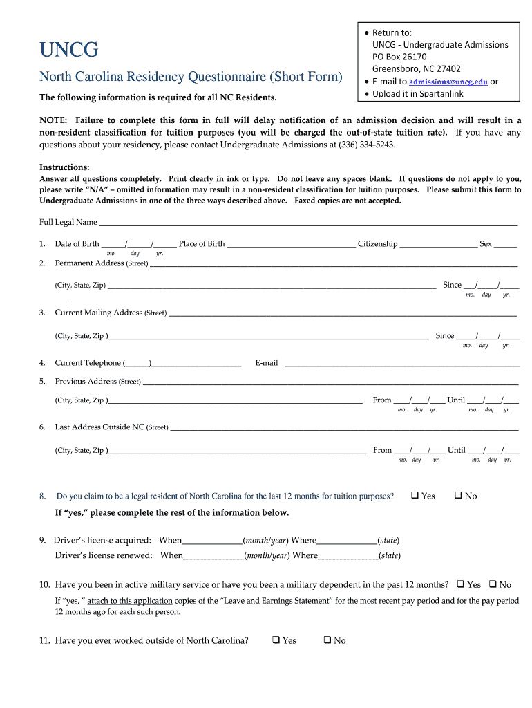 Uncg Form