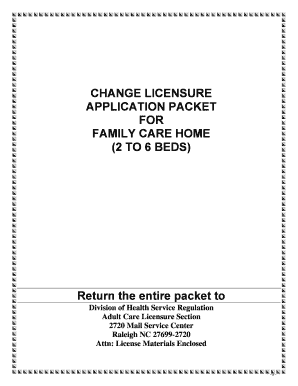 NC DHSR ACLS Change Licensure Application Packet for Family Ncdhhs  Form