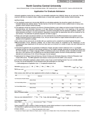 North Carolina Central University Application  Form