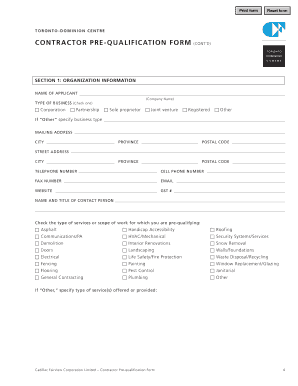 Contractor Qualification Form