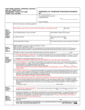 Residential Homestead Exemption Form