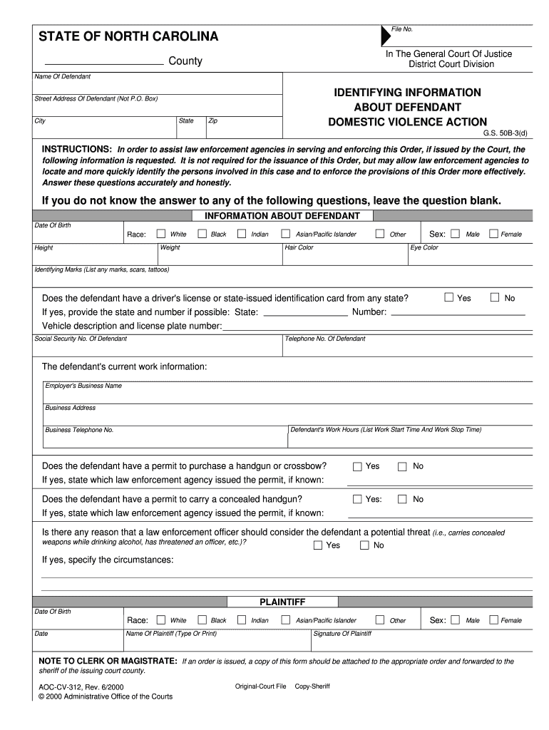 In the General Court of Justice District Court Division  Nccourts  Form