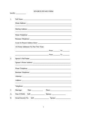 Divorce Intake Form